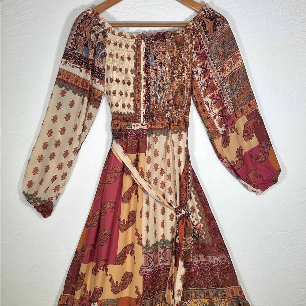 Bohemian Patchwork Maxi Dress Size Small Cottagecore - Picture 2 of 9
